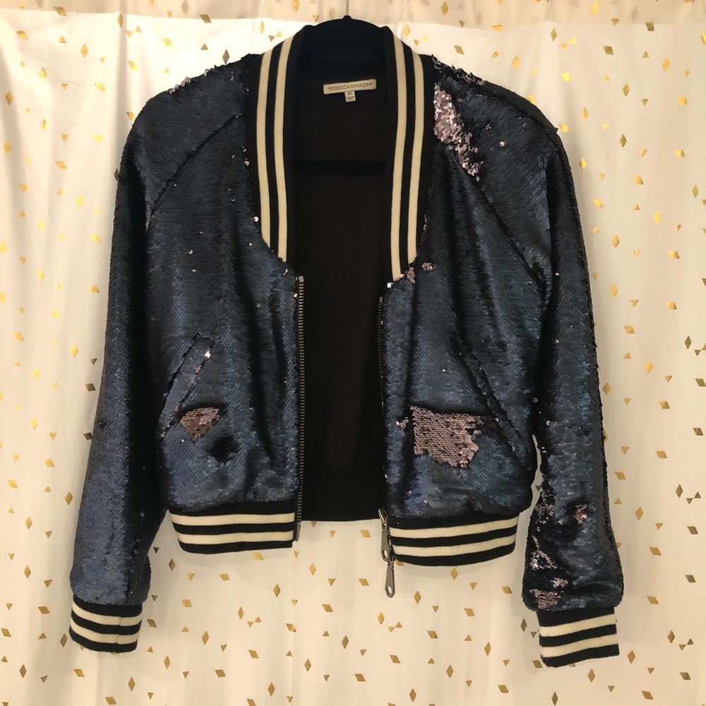 Rebecca Minkoff  cropped sequined Bomber jacket.